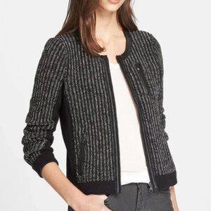 Rag & Bone Paula Tweed Leather Trim Zip Jacket XS